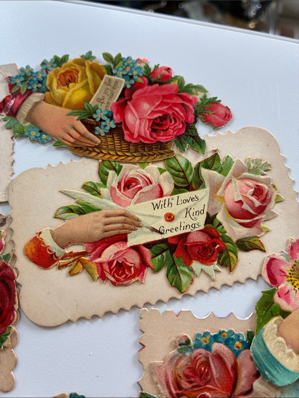 Antique Floral Ephemera with Red, Pink, Yellow and Green Accents - Picture 4 of 6